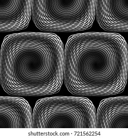 Design seamless monochrome illusion background. Abstract stripe torsion pattern. Vector art. No gradient
