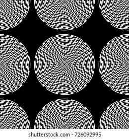 Design seamless monochrome illusion background. Abstract stripe ellipse pattern. Vector art. No gradient