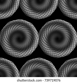 Design seamless monochrome illusion background. Abstract stripe torsion pattern. Vector art. No gradient