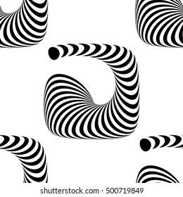 Design seamless monochrome illusion pattern. Abstract stripe torsion background. Vector art