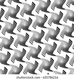 Design seamless monochrome illusion pattern. Abstract stripe torsion background. Vector art. No gradient
