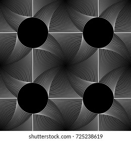 Design seamless monochrome illusion pattern. Abstract stripe torsion background. Vector art. No gradient