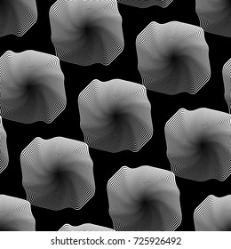 Design seamless monochrome illusion pattern. Abstract stripe torsion background. Vector art. No gradient