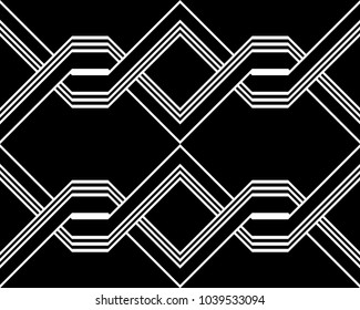 Design seamless monochrome interlaced pattern. Abstract background. Vector art