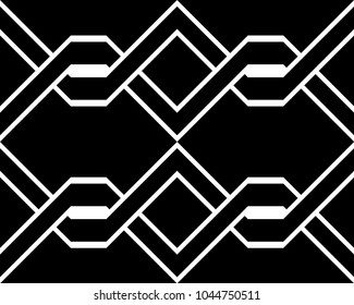 Design seamless monochrome interlaced pattern. Abstract background. Vector art
