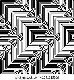 Design seamless monochrome interlaced pattern. Abstract stripy background. Vector art. No gradient
