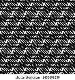 Design seamless monochrome interlaced pattern. Abstract grating background. Vector art