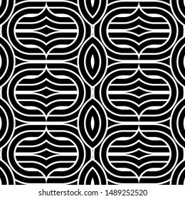 Design seamless monochrome interlaced pattern. Abstract background. Vector art