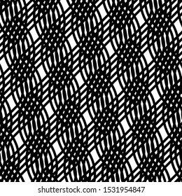 Design seamless monochrome interlaced pattern. Abstract grating background. Vector art