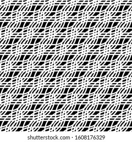 Design seamless monochrome interlaced pattern. Abstract grating background. Vector art