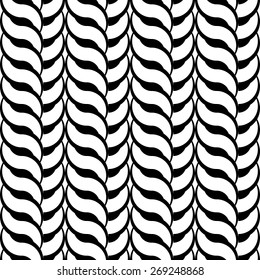 Design seamless monochrome interlaced pattern. Abstract vertical background. Vector art