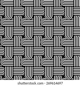 Design seamless monochrome interlaced pattern. Abstract stripy background. Vector art