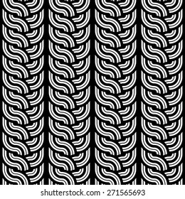 Design seamless monochrome interlaced pattern. Abstract vertical stripy background. Vector art