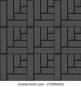Design seamless monochrome interlaced pattern. Abstract doodle textured background. Vector art. No gradient