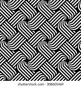 Design seamless monochrome interlaced pattern. Abstract stripy background. Vector art