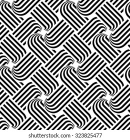 Design seamless monochrome interlaced pattern. Abstract stripy background. Vector art