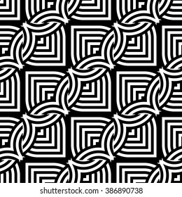 Design seamless monochrome interlaced pattern. Abstract stripy zigzag background. Vector art