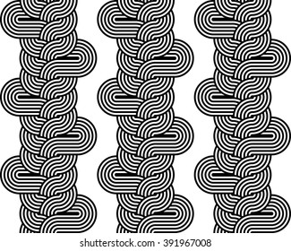 Design seamless monochrome interlaced pattern. Abstract stripy background. Vector art