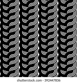 Design seamless monochrome interlaced pattern. Abstract stripy background. Vector art