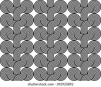 Design seamless monochrome interlaced pattern. Abstract stripy background. Vector art
