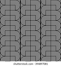 Design seamless monochrome interlaced pattern. Abstract stripy background. Vector art
