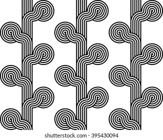 Design seamless monochrome interlaced pattern. Abstract stripy background. Vector art