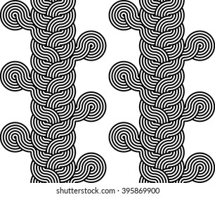 Design seamless monochrome interlaced pattern. Abstract stripy background. Vector art