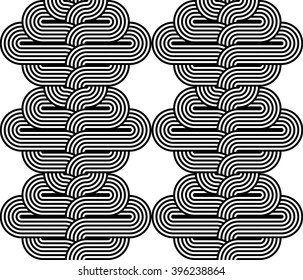 Design seamless monochrome interlaced pattern. Abstract stripy background. Vector art