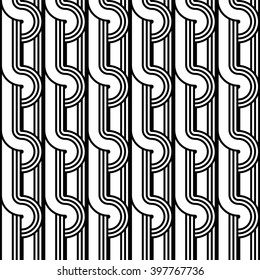Design seamless monochrome interlaced pattern. Abstract background. Vector art
