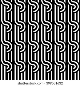 Design seamless monochrome interlaced pattern. Abstract background. Vector art