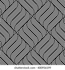 Design seamless monochrome interlaced pattern. Abstract background. Vector art