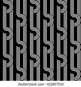 Design seamless monochrome interlaced pattern. Abstract background. Vector art