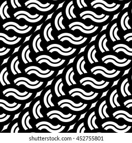 Design seamless monochrome interlaced pattern. Abstract stripy background. Vector art