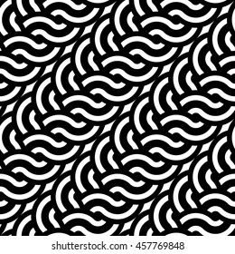 Design seamless monochrome interlaced pattern. Abstract stripy background. Vector art