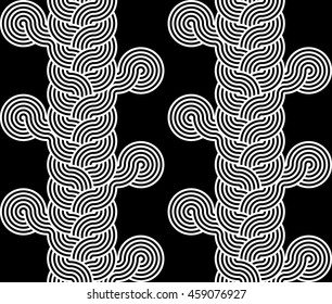 Design seamless monochrome interlaced pattern. Abstract stripy background. Vector art