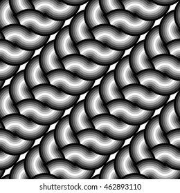 Design seamless monochrome interlaced pattern. Abstract stripy background. Vector art. No gradient