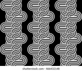 Design seamless monochrome interlaced pattern. Abstract stripy background. Vector art. No gradient