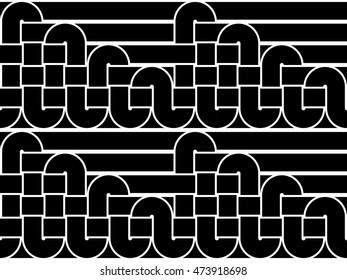 Design seamless monochrome interlaced pattern. Abstract stripy background. Vector art