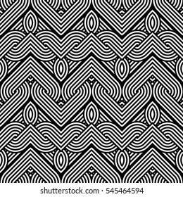 Design seamless monochrome interlaced pattern. Abstract stripy background. Vector art