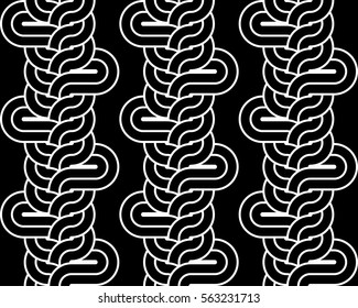 Design seamless monochrome interlaced pattern. Abstract background. Vector art