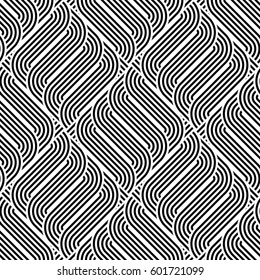 Design seamless monochrome interlaced pattern. Abstract background. Vector art
