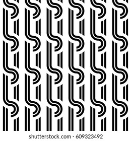 Design seamless monochrome interlaced pattern. Abstract background. Vector art
