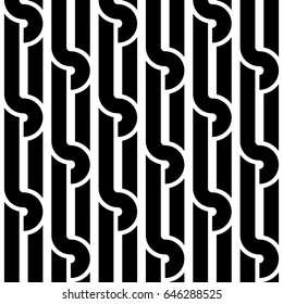 Design seamless monochrome interlaced pattern. Abstract background. Vector art