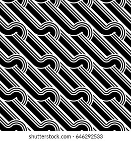 Design seamless monochrome interlaced pattern. Abstract background. Vector art
