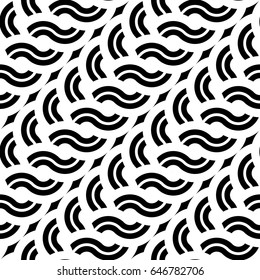 Design seamless monochrome interlaced pattern. Abstract stripy background. Vector art