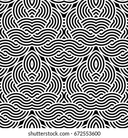 Design seamless monochrome interlaced pattern. Abstract stripy background. Vector art