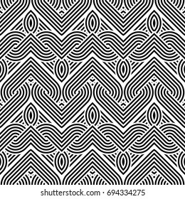 Design seamless monochrome interlaced pattern. Abstract stripy background. Vector art