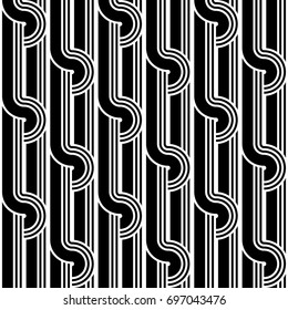 Design seamless monochrome interlaced pattern. Abstract background. Vector art