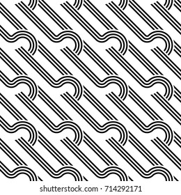 Design seamless monochrome interlaced pattern. Abstract background. Vector art