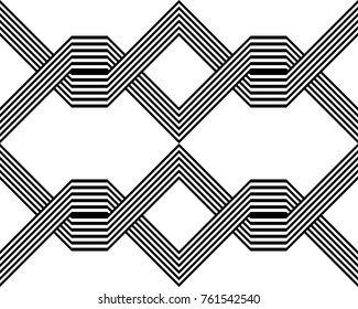 Design seamless monochrome interlaced pattern. Abstract background. Vector art